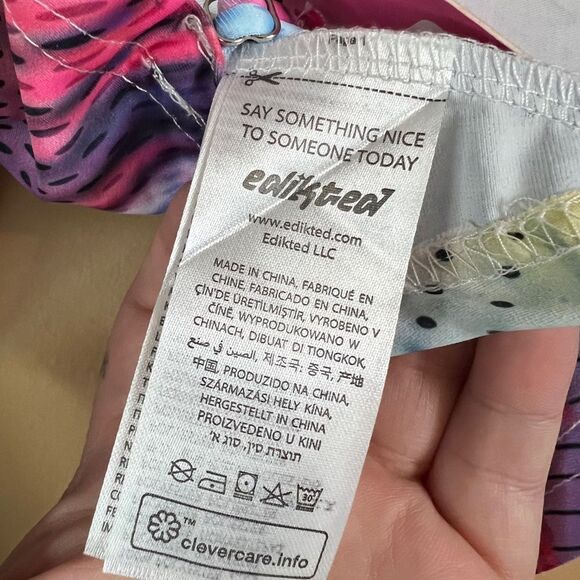 Edikted Y2K Tie Dyed XS Long Sleeve Streetwear E-girl Aesthetic Backless Crop - Picture 8 of 9